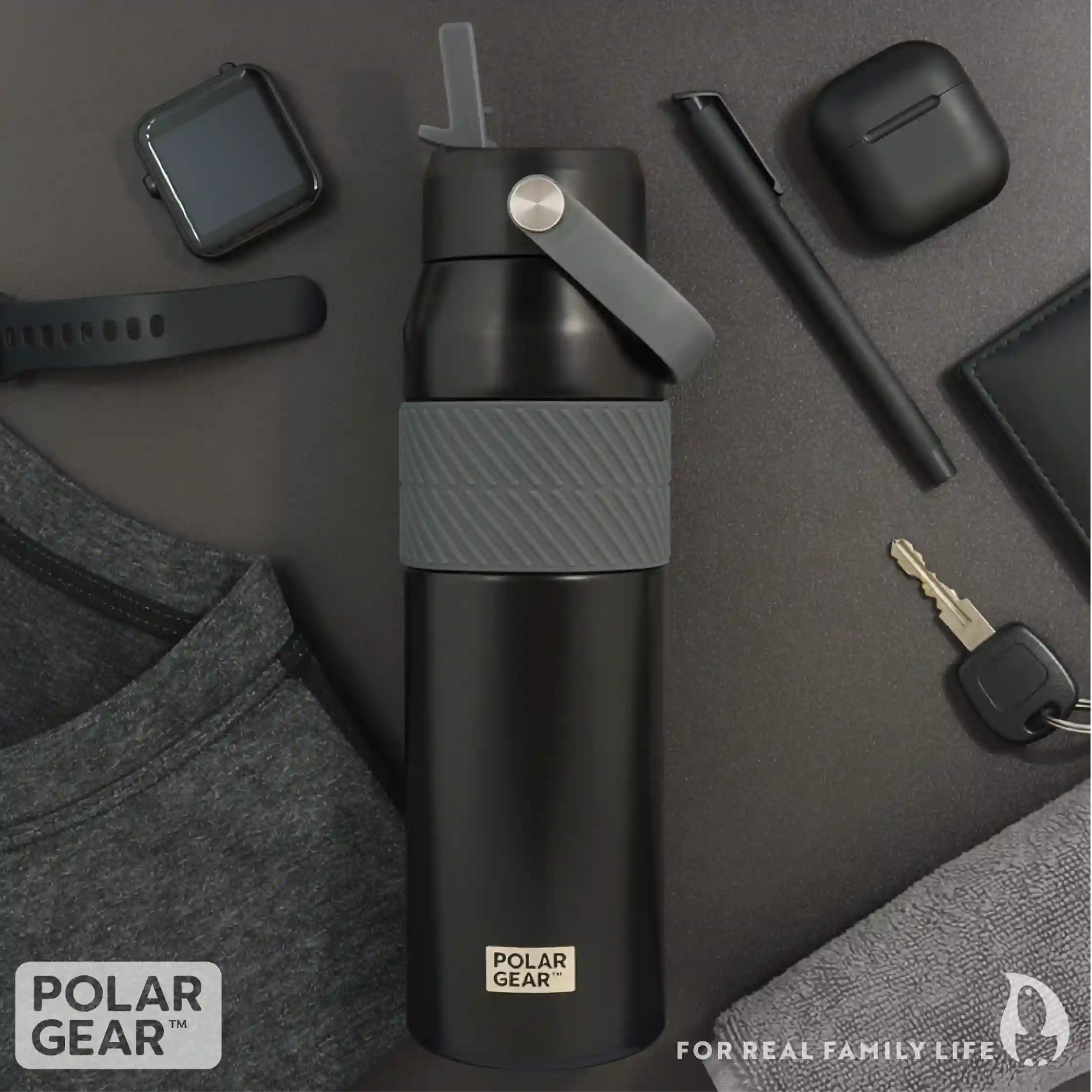 Hydra Grip Insulated Water Bottle 850ml - Black - Image 8