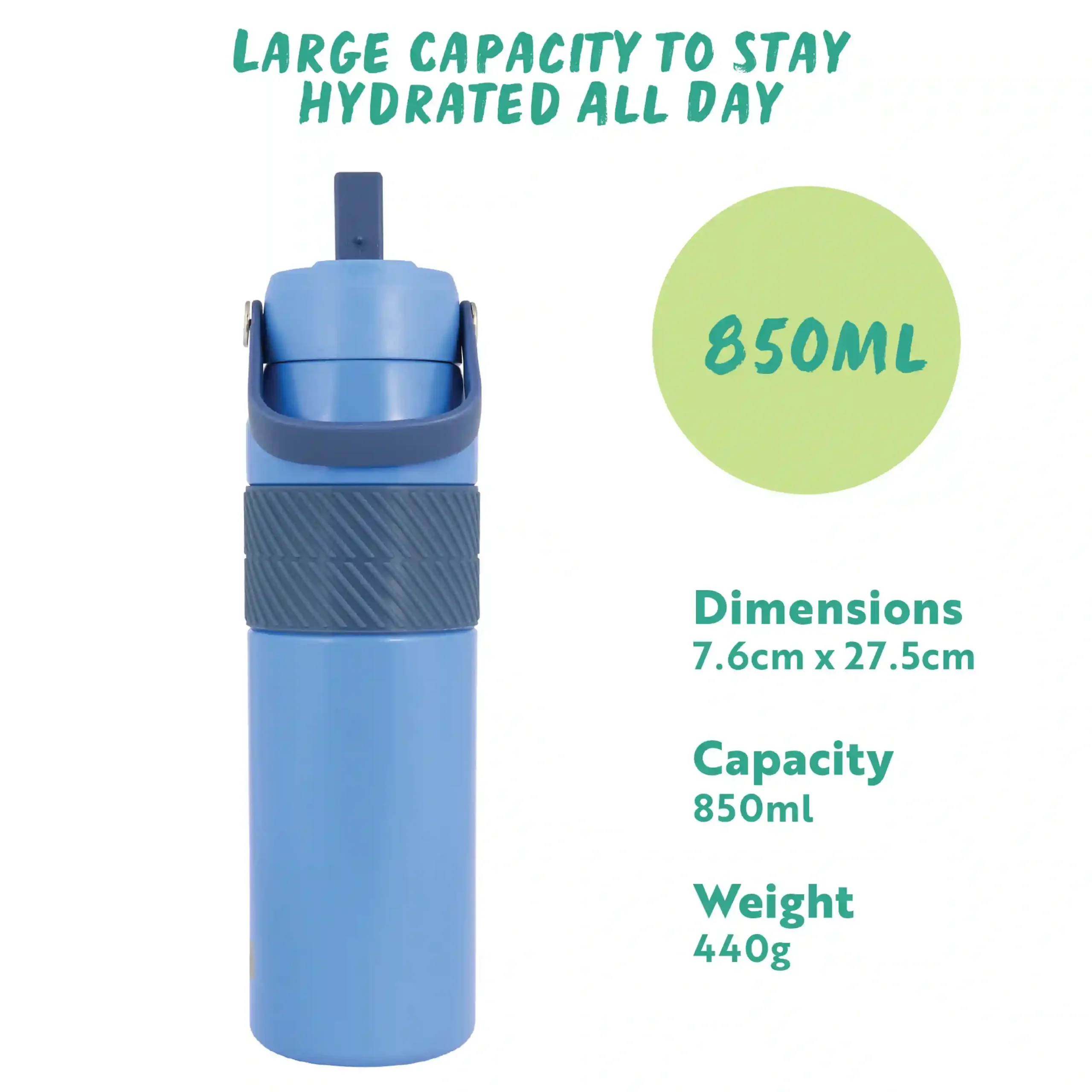 Hydra Grip Insulated Water Bottle 850ml - CO Blue - Image 4
