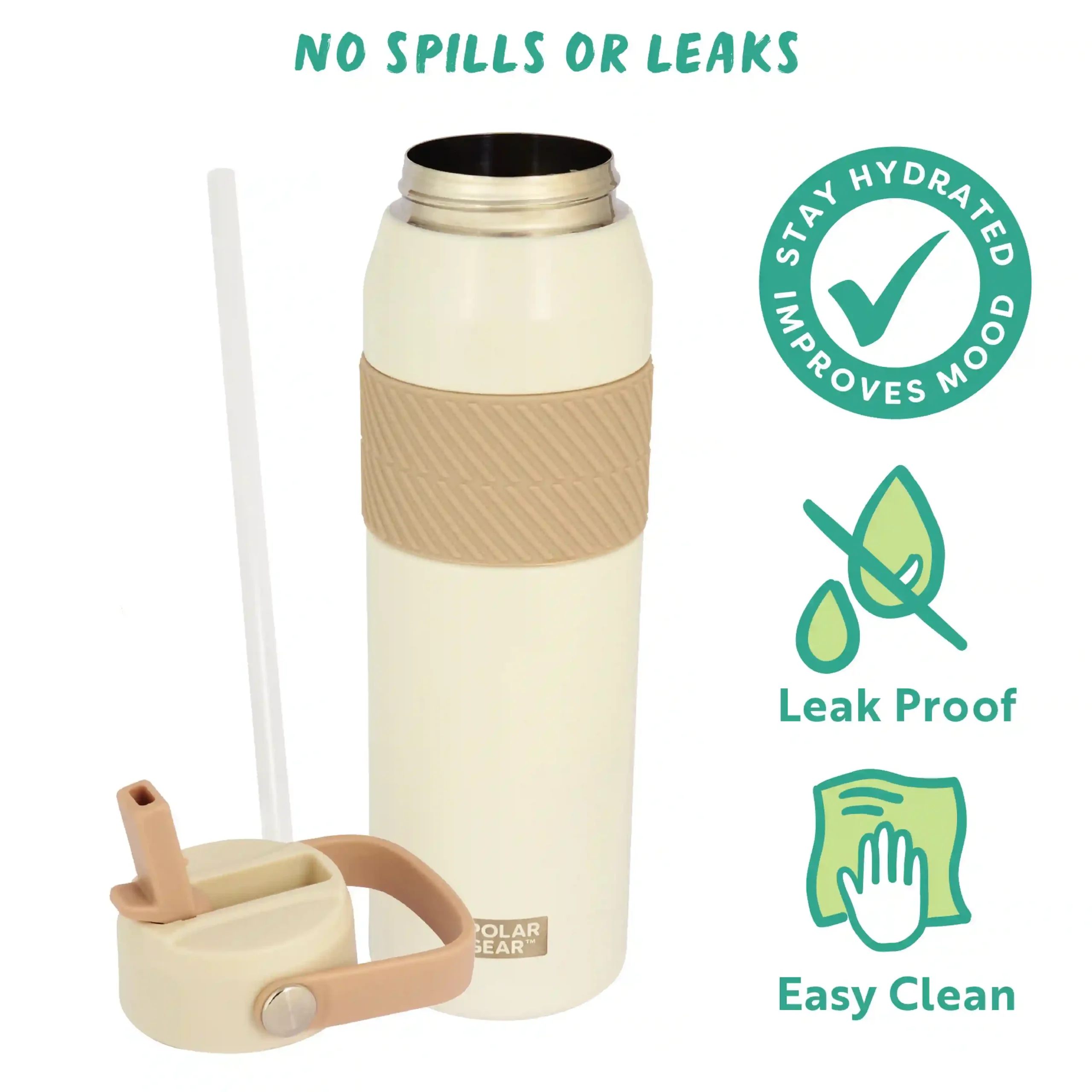 Hydra Grip Insulated Water Bottle 850ml - Cream - Image 3