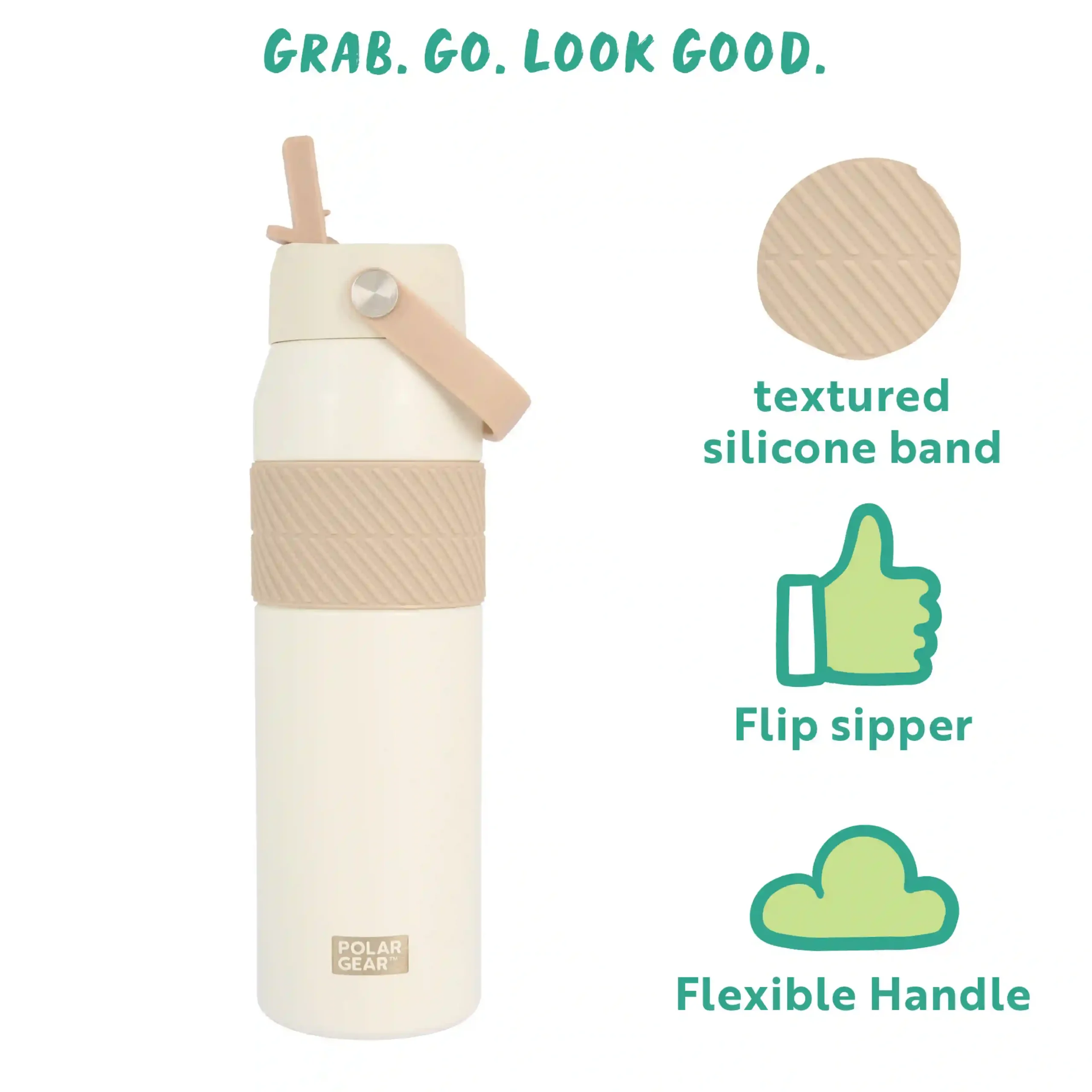 Hydra Grip Insulated Water Bottle 850ml - Cream - Image 5