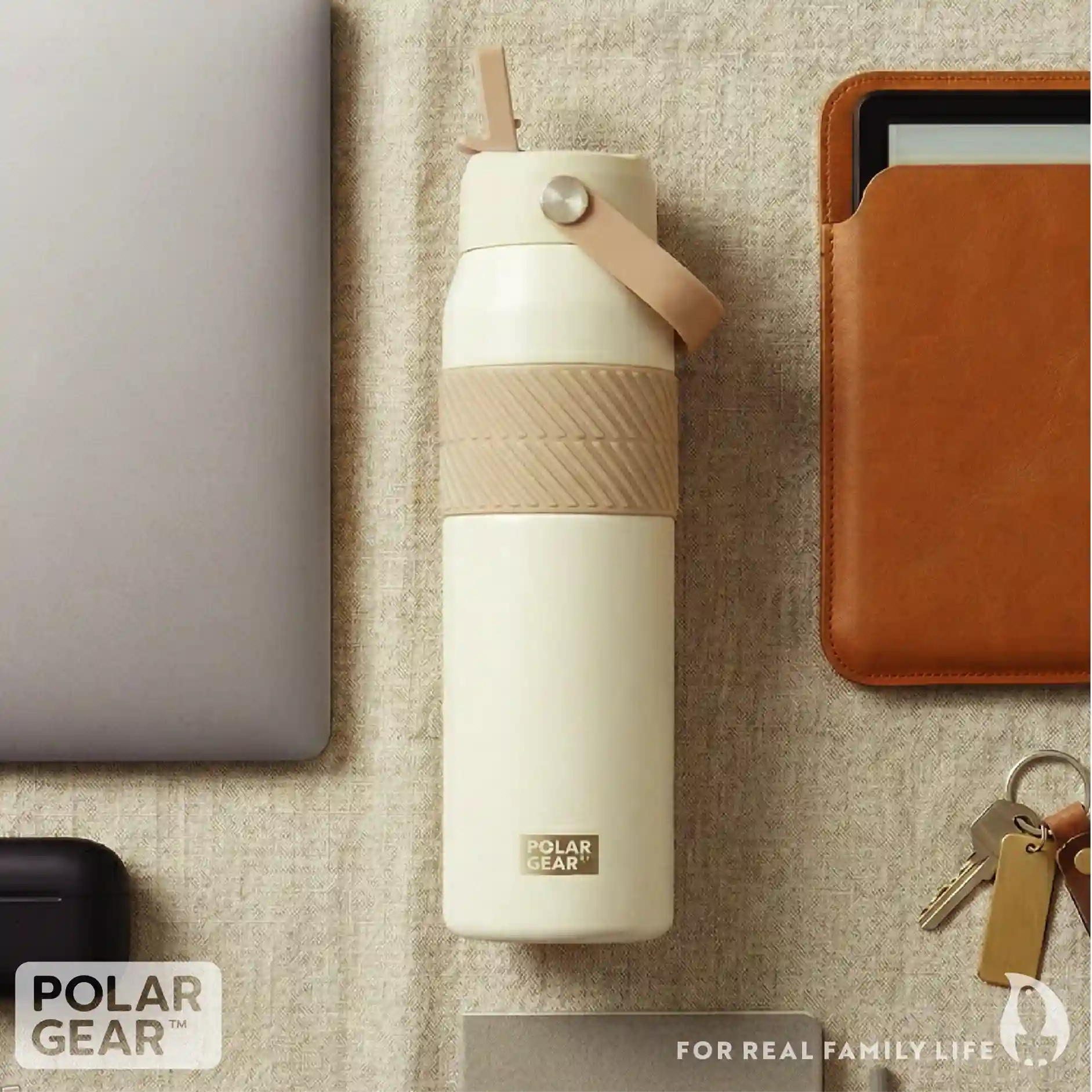 Hydra Grip Insulated Water Bottle 850ml - Cream - Image 8