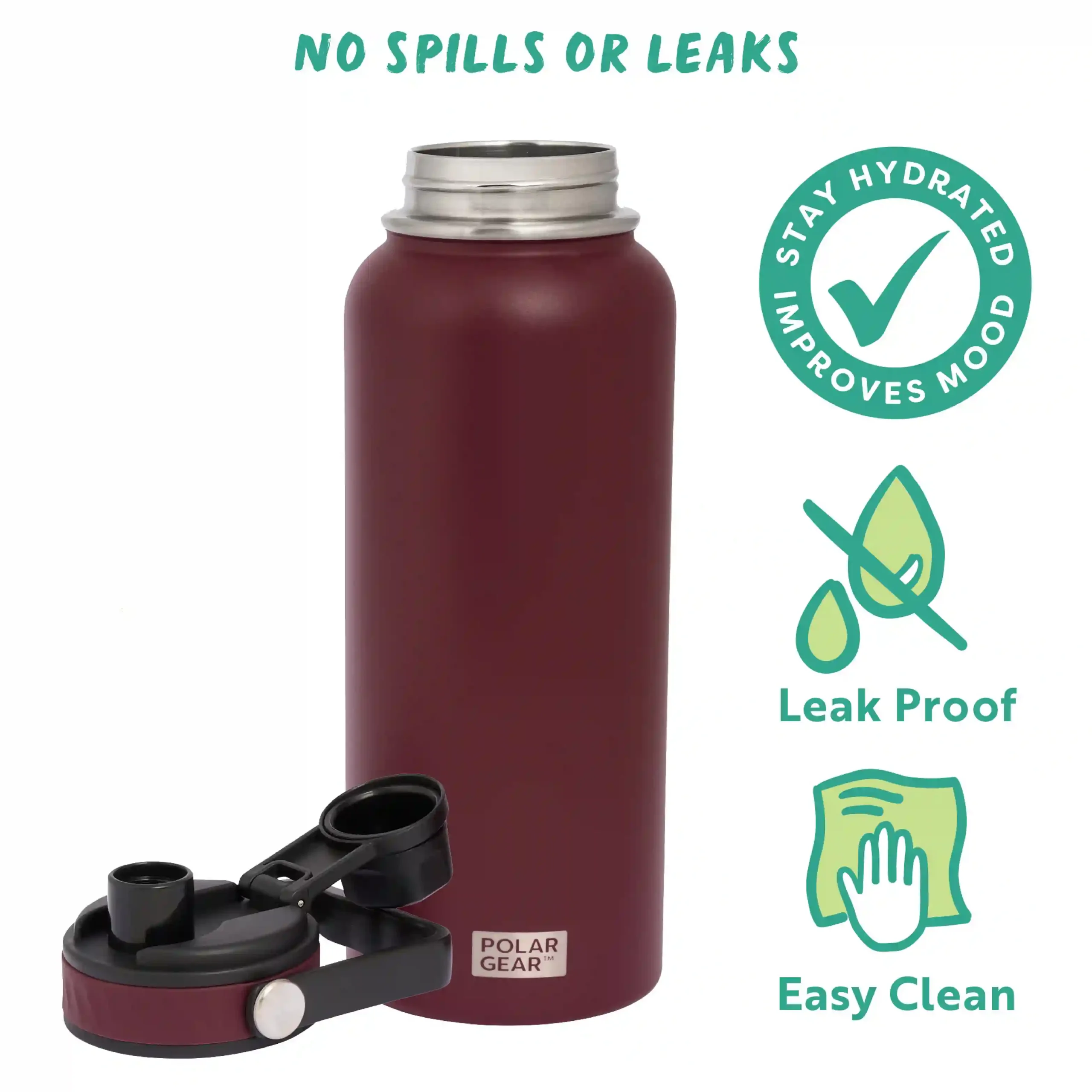 Hydra Venture Insulated Water Bottle 1L - Wine - Image 3