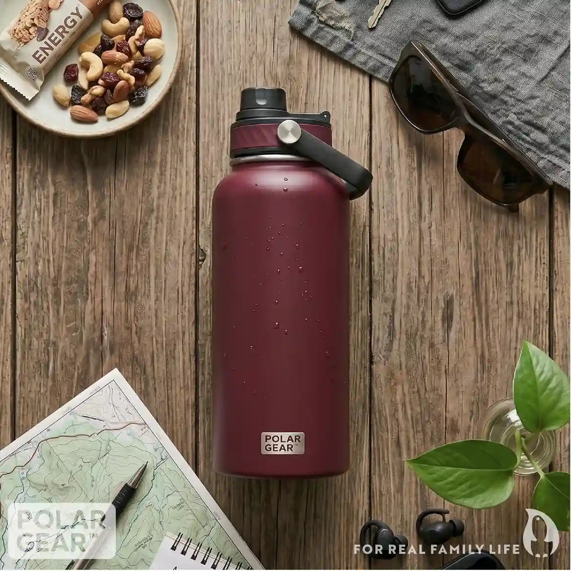 Hydra Venture Insulated Water Bottle 1L - Wine - Image 7