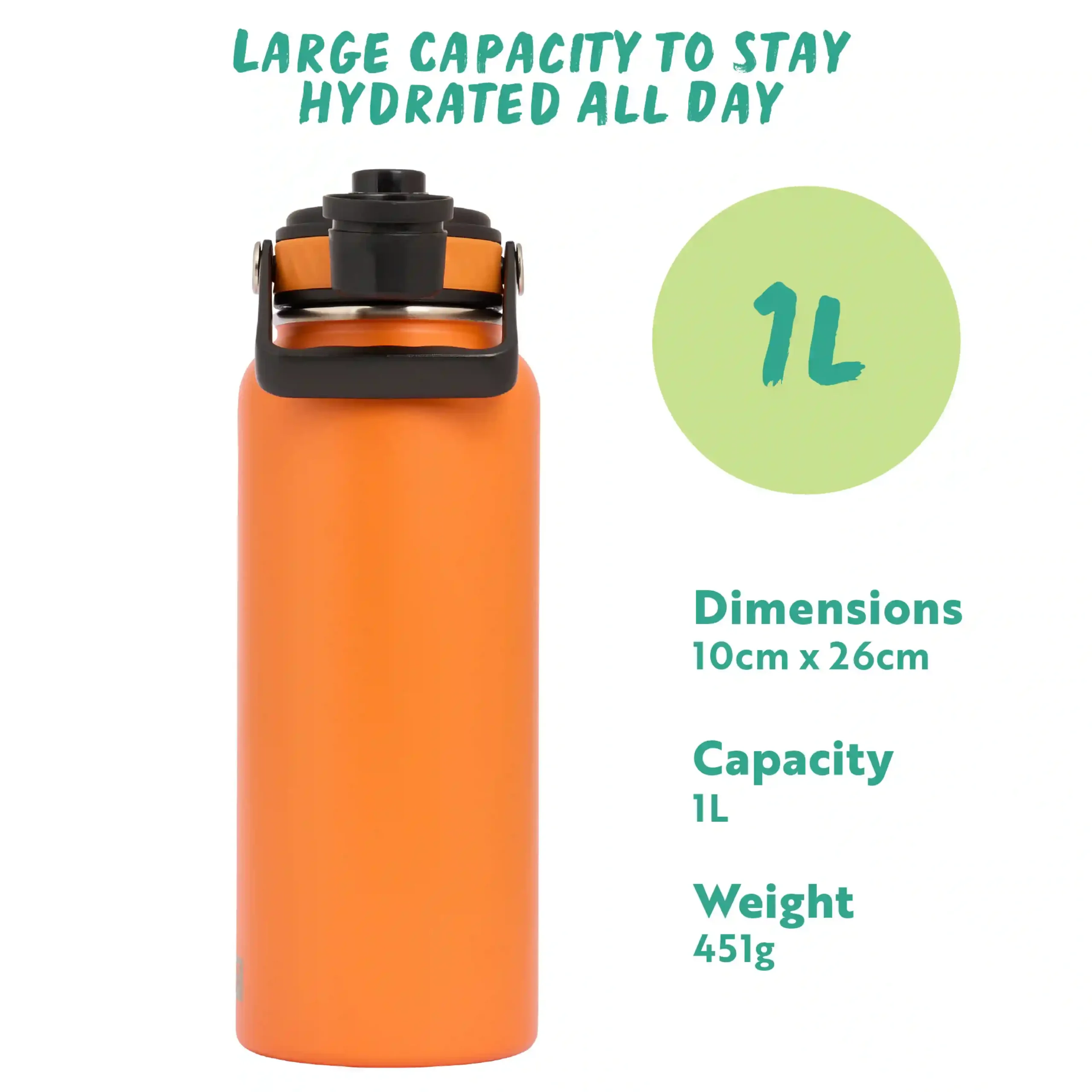 Hydra Venture Insulated Water Bottle 1L - Spice - Image 4