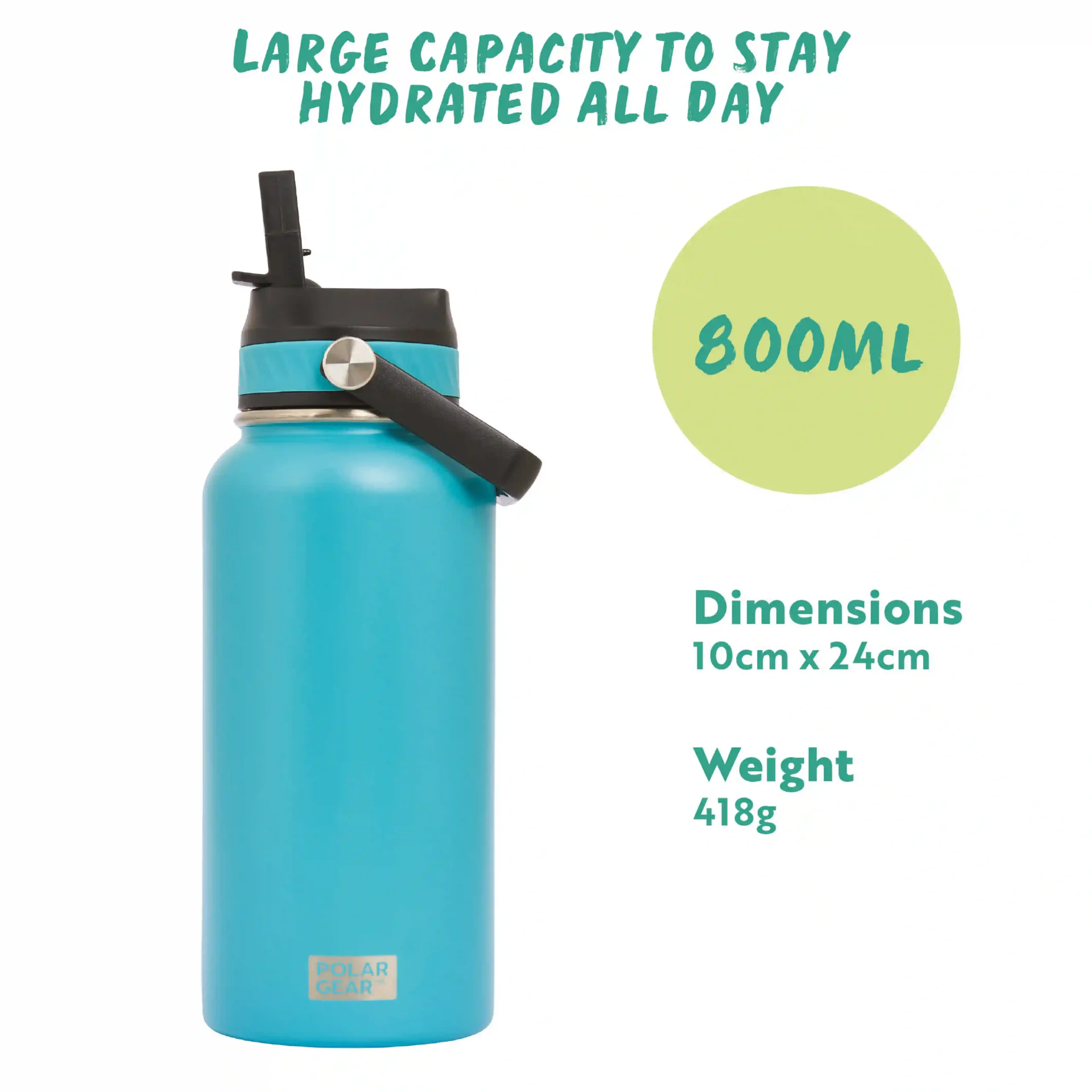Hydra Roam Insulated Water Bottle 800ml - Teal - Image 4