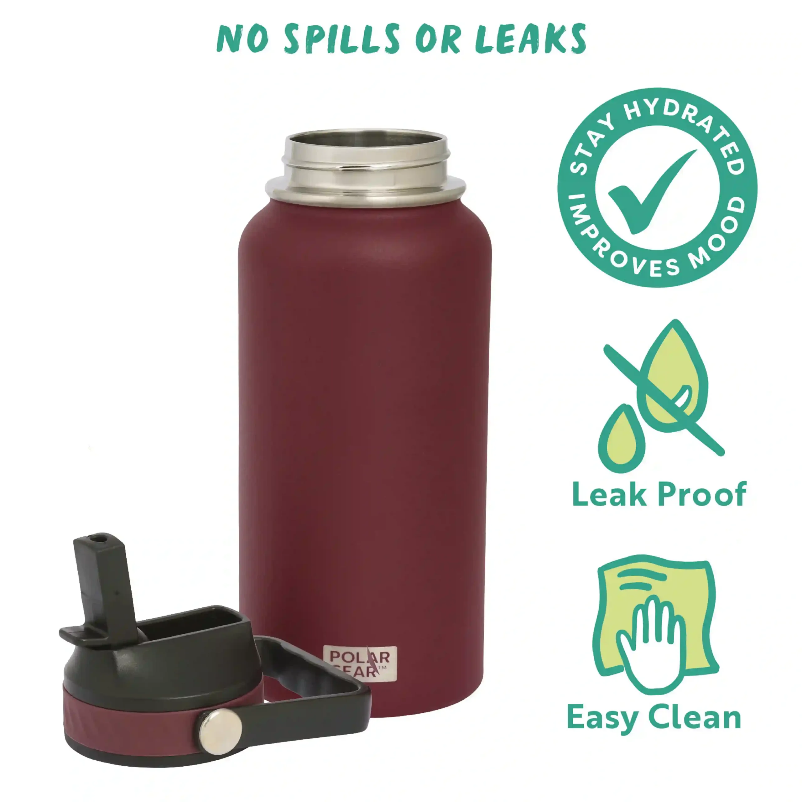 Hydra Roam Insulated Water Bottle 800ml - Wine - Image 3