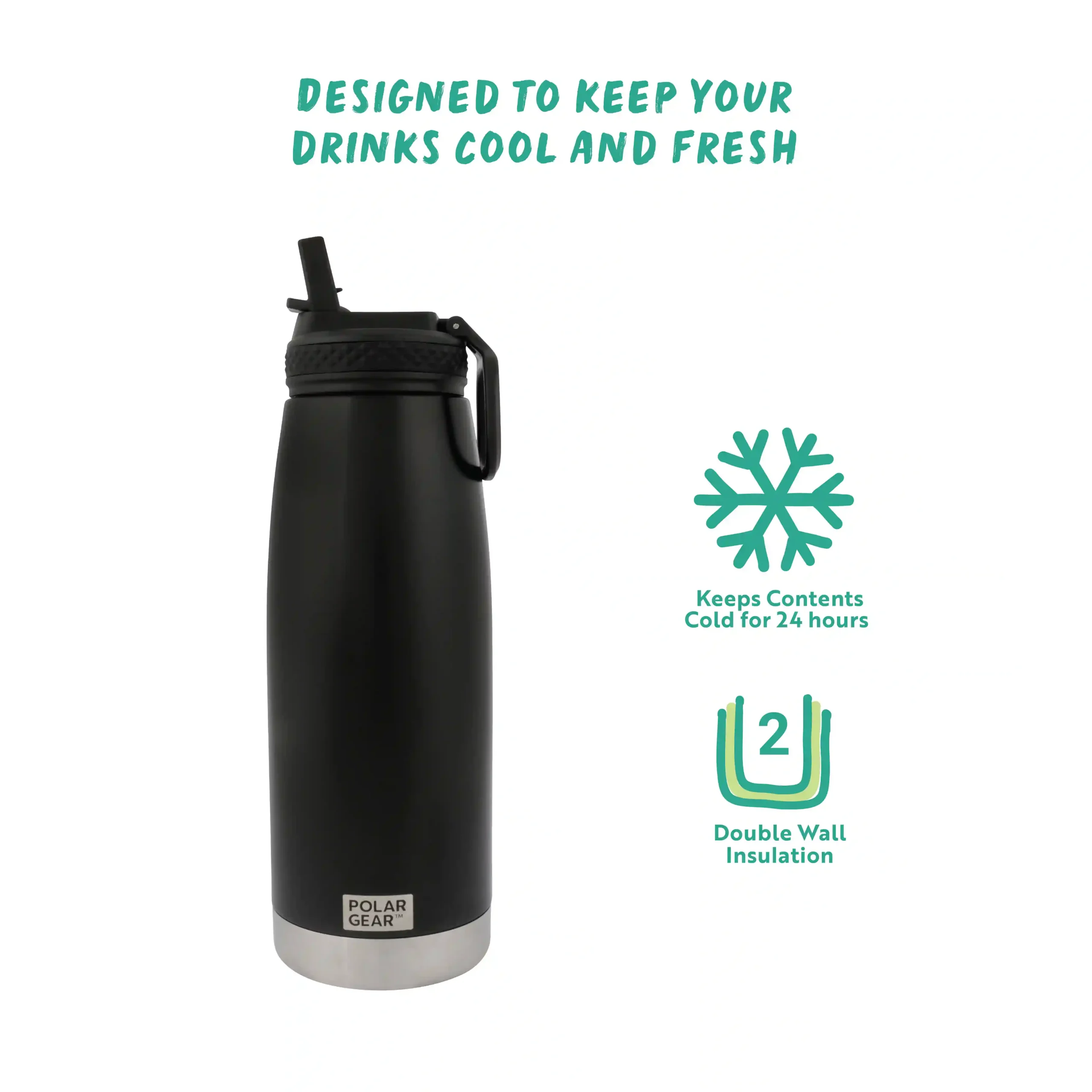 Hydra Quench Insulated Water Bottle 930ml - Black - Image 3